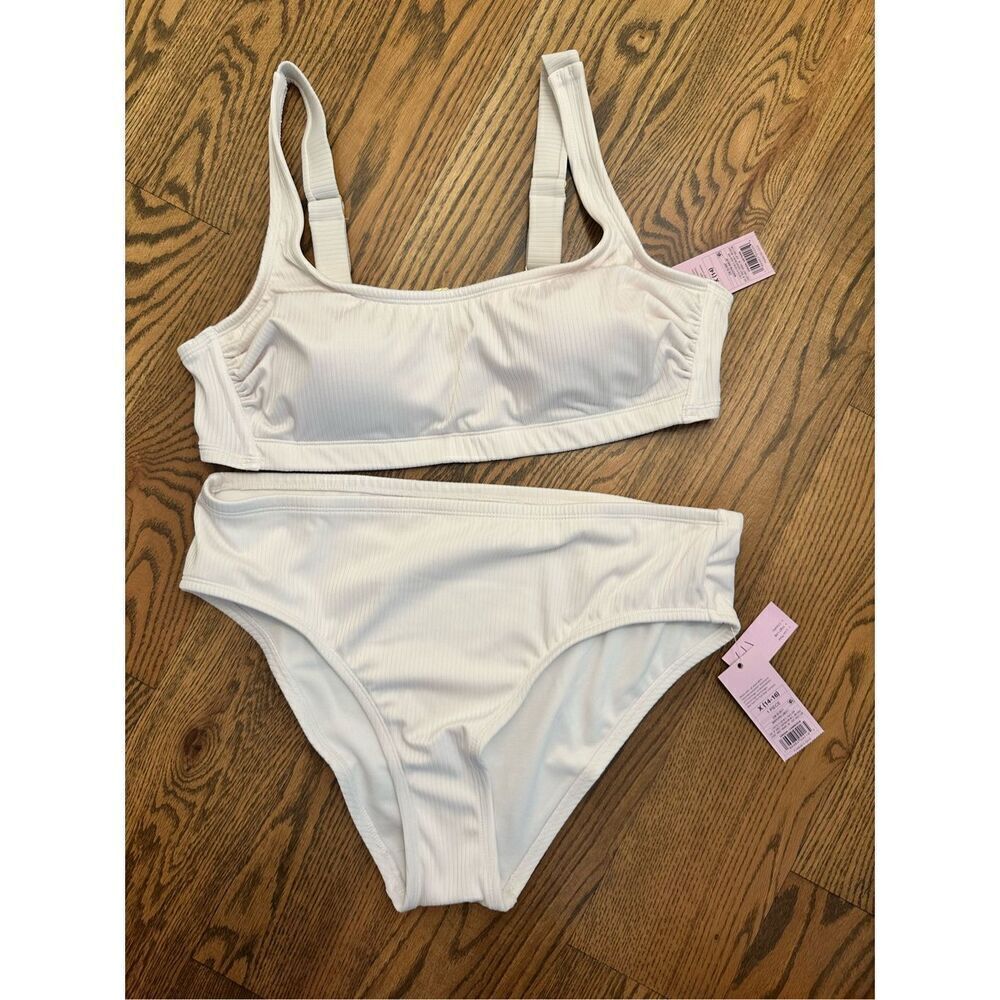 🌸 Wild Fable Orange Ribbed Low Rise High Leg Bikini Size X 14/16 New